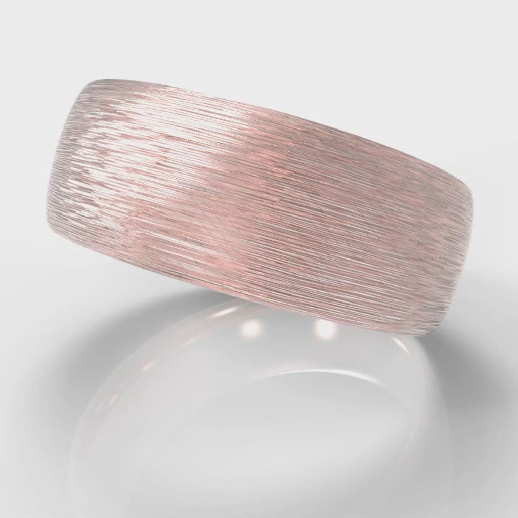8mm Court Shaped Comfort Fit Brushed Wedding Ring - Rose Gold
