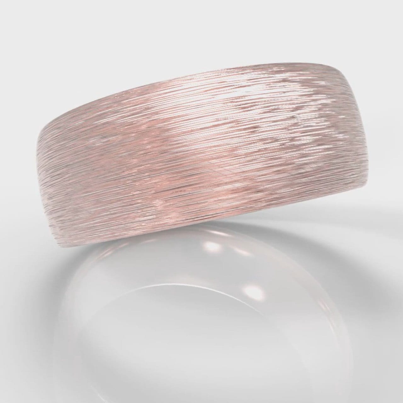 8mm Court Shaped Comfort Fit Brushed Wedding Ring - Rose Gold