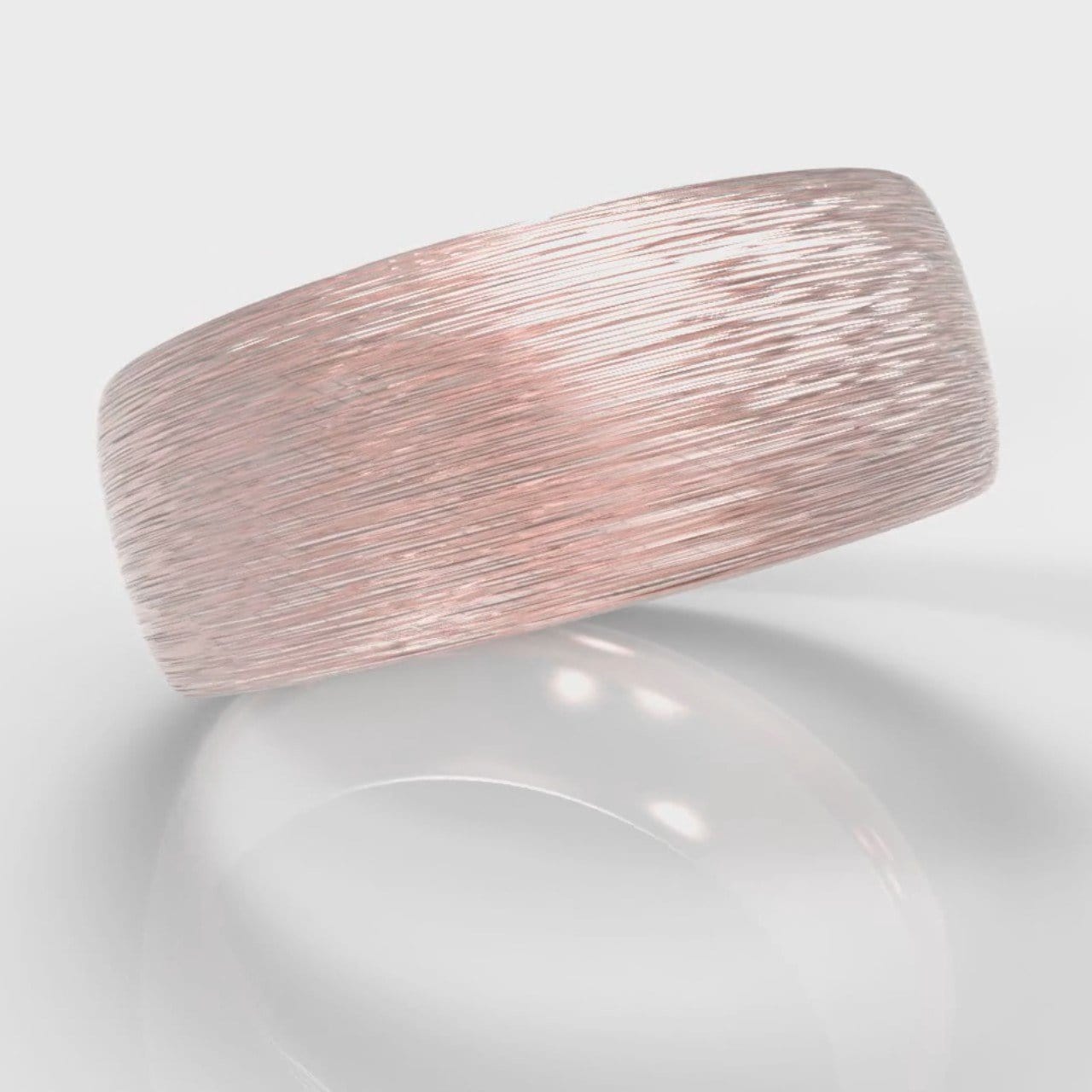 8mm Court Shaped Comfort Fit Brushed Wedding Ring - Rose Gold