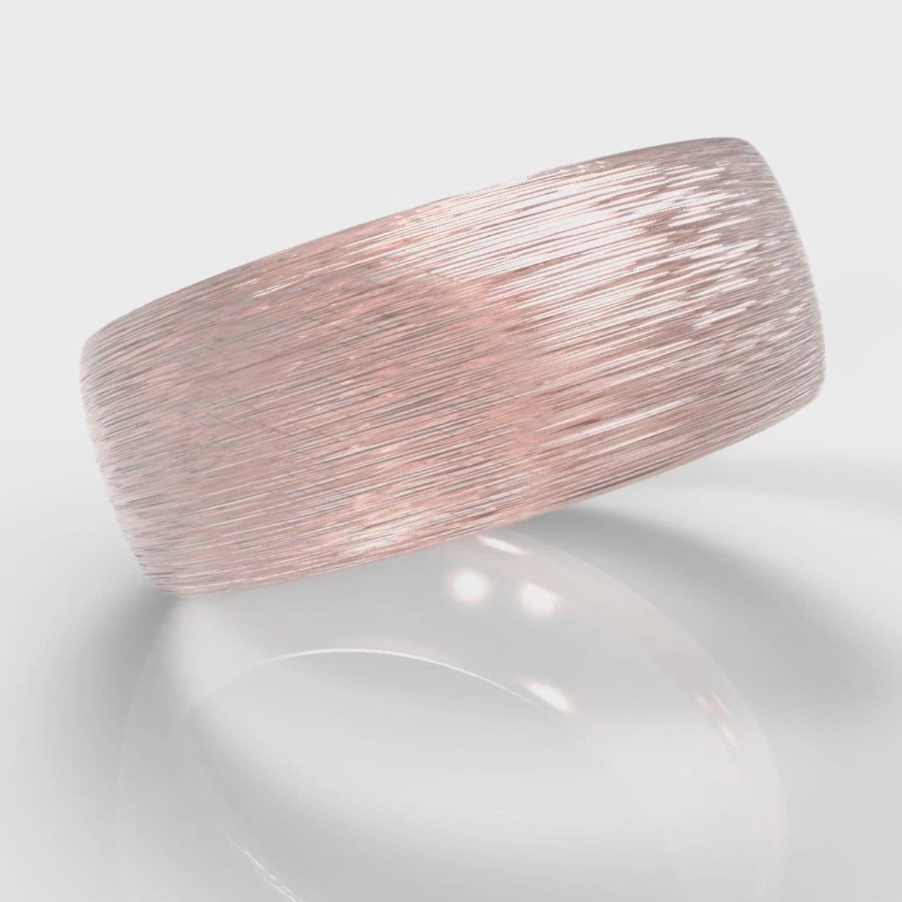 8mm Court Shaped Comfort Fit Brushed Wedding Ring - Rose Gold