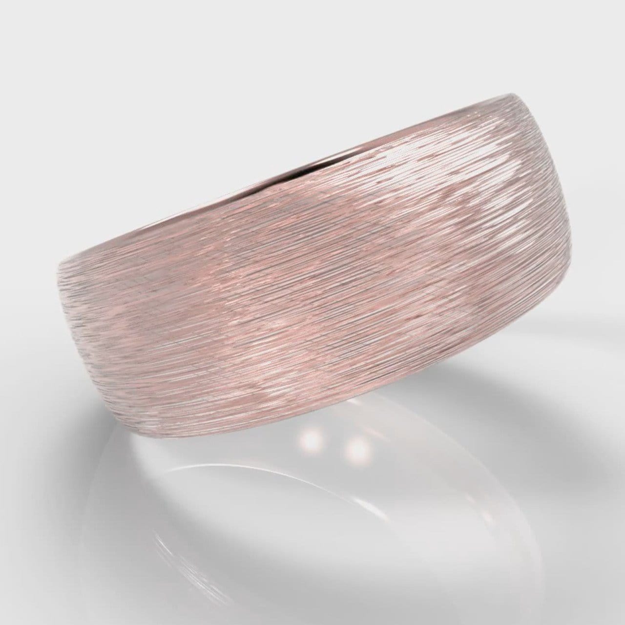 8mm Court Shaped Comfort Fit Brushed Wedding Ring - Rose Gold