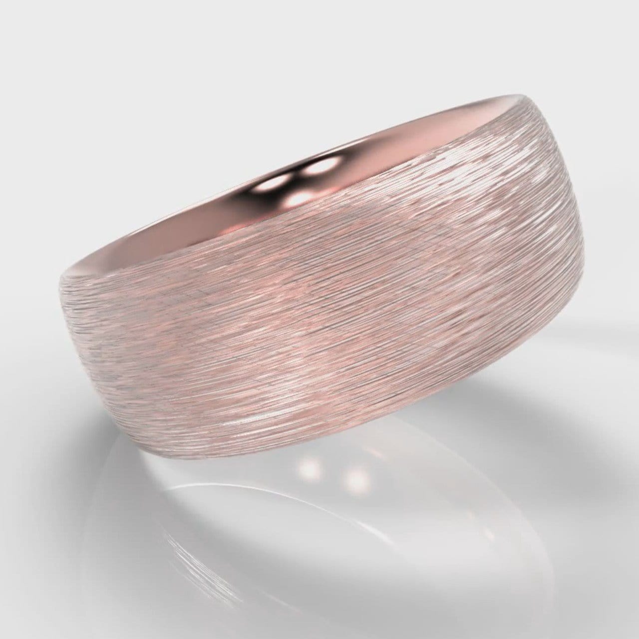 8mm Court Shaped Comfort Fit Brushed Wedding Ring - Rose Gold