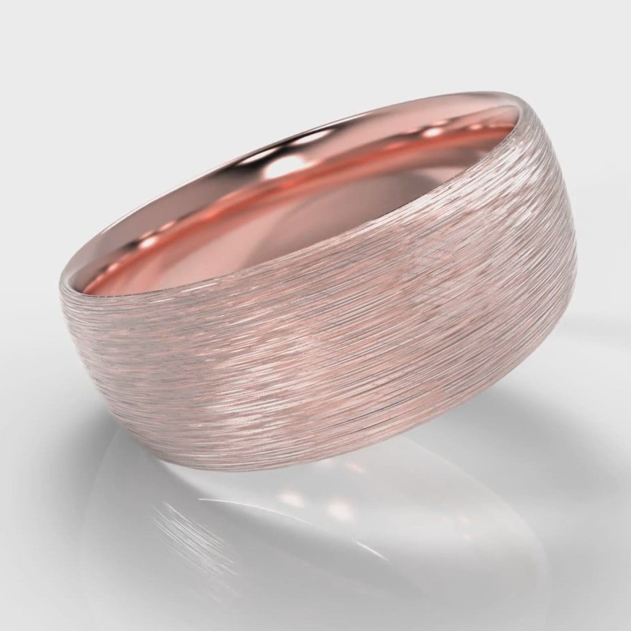 8mm Court Shaped Comfort Fit Brushed Wedding Ring - Rose Gold