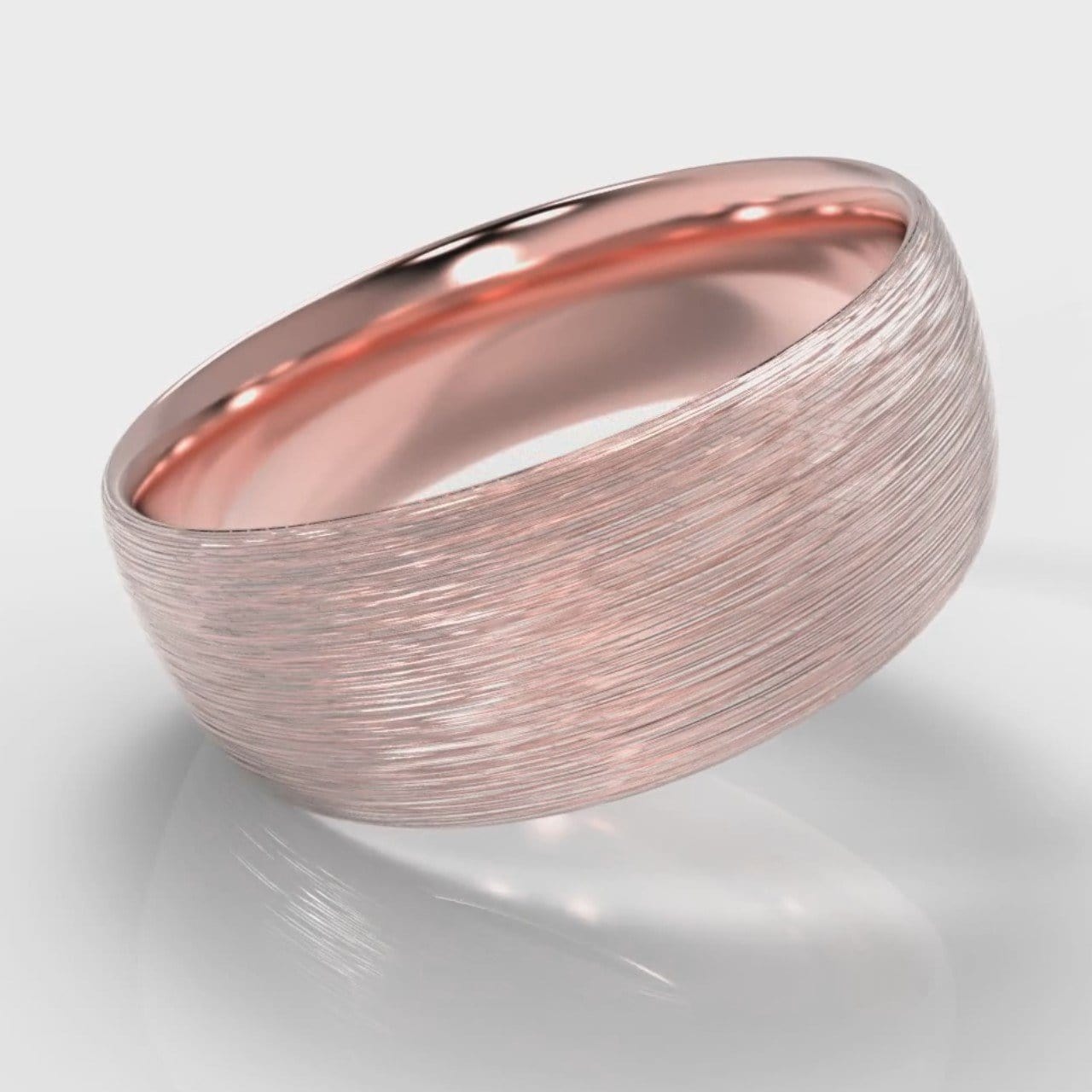 8mm Court Shaped Comfort Fit Brushed Wedding Ring - Rose Gold