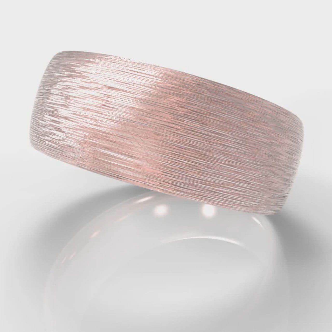 8mm Court Shaped Comfort Fit Brushed Wedding Ring - Rose Gold
