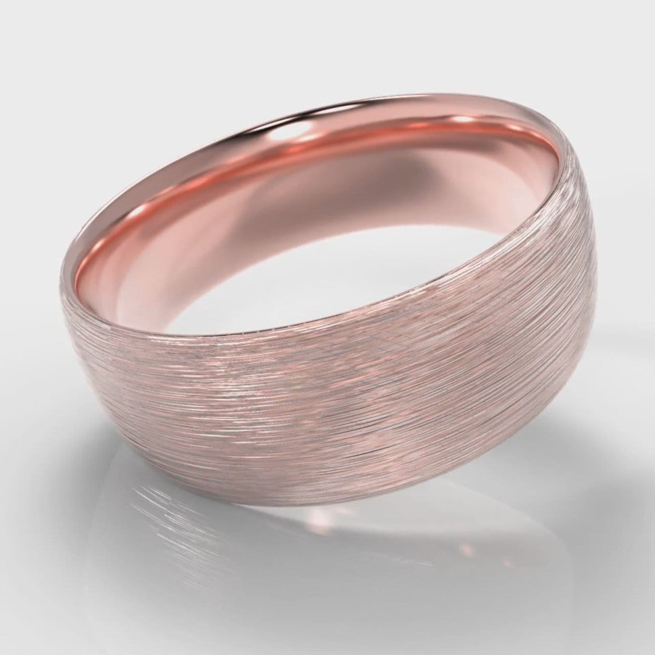 8mm Court Shaped Comfort Fit Brushed Wedding Ring - Rose Gold