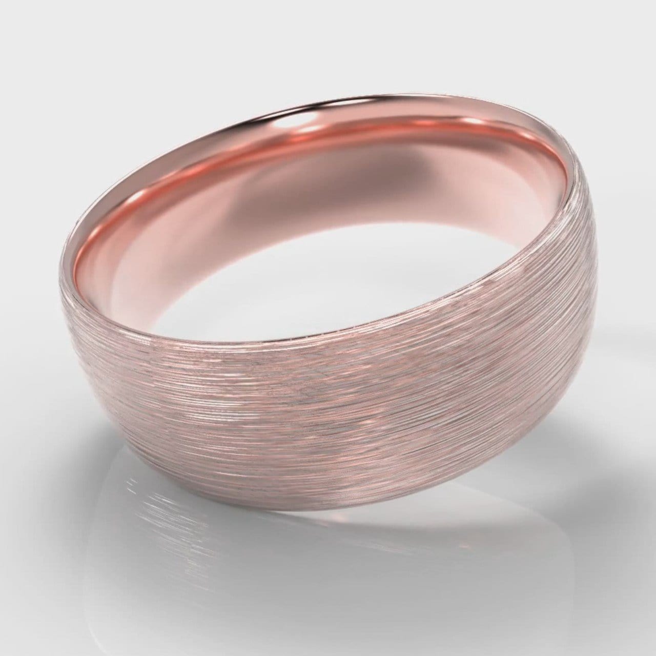 8mm Court Shaped Comfort Fit Brushed Wedding Ring - Rose Gold