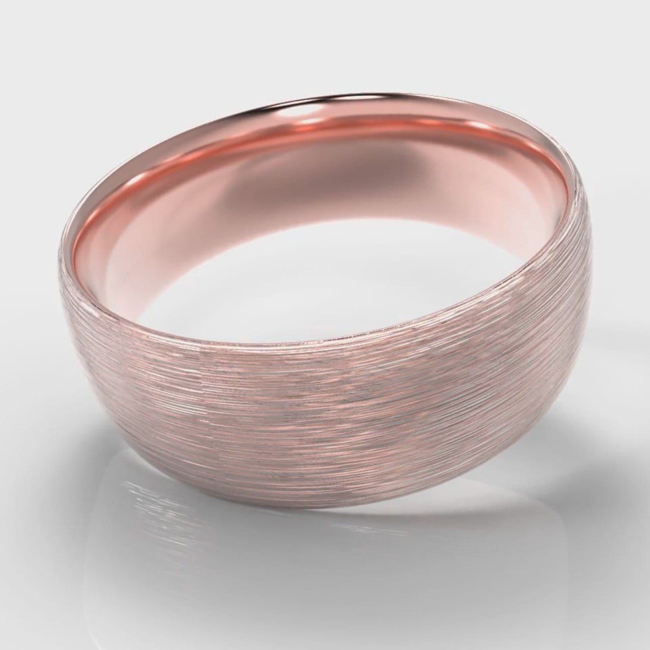 8mm Court Shaped Comfort Fit Brushed Wedding Ring - Rose Gold