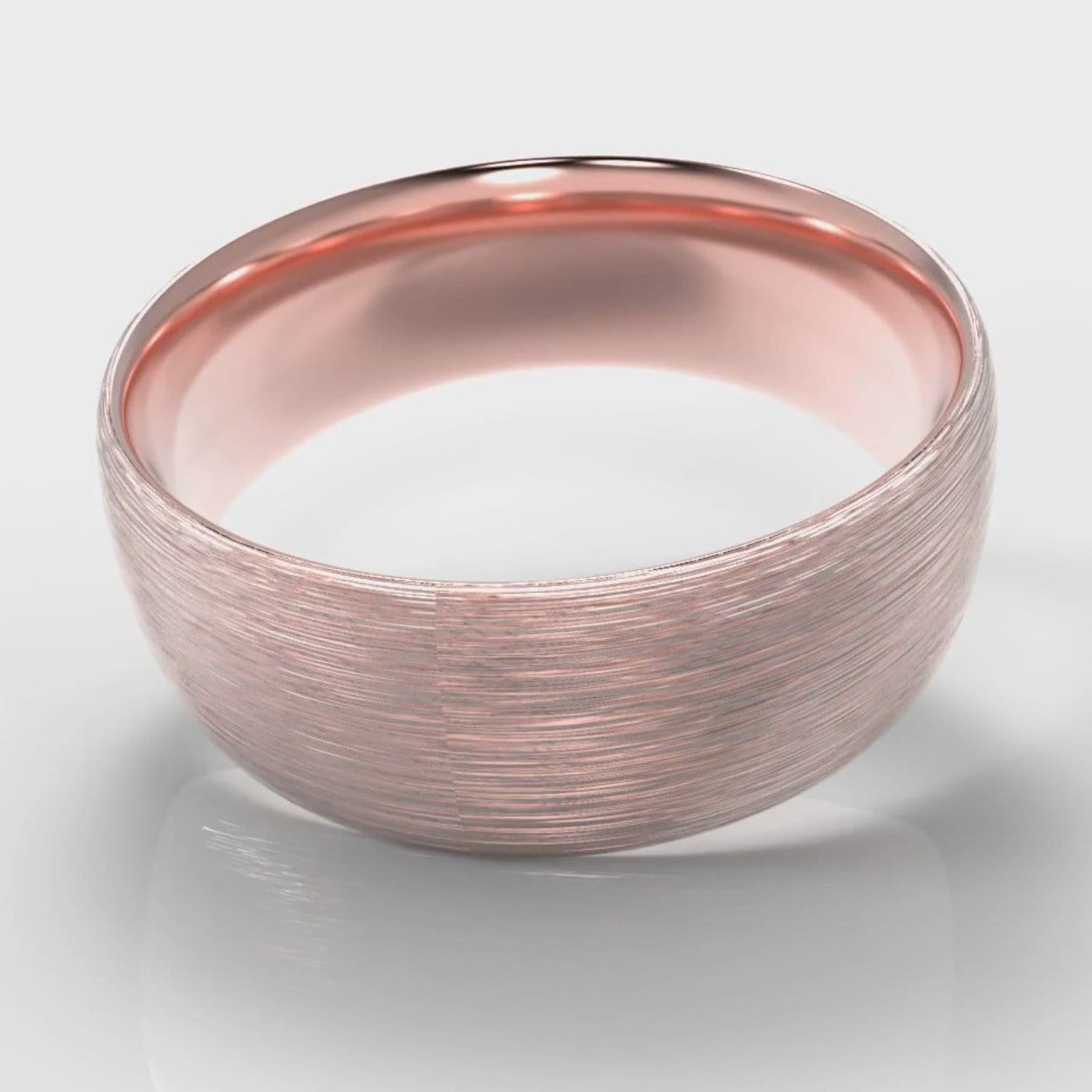 8mm Court Shaped Comfort Fit Brushed Wedding Ring - Rose Gold