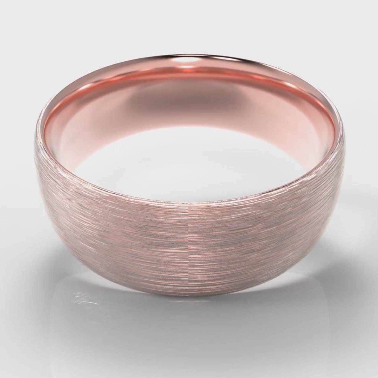 8mm Court Shaped Comfort Fit Brushed Wedding Ring - Rose Gold