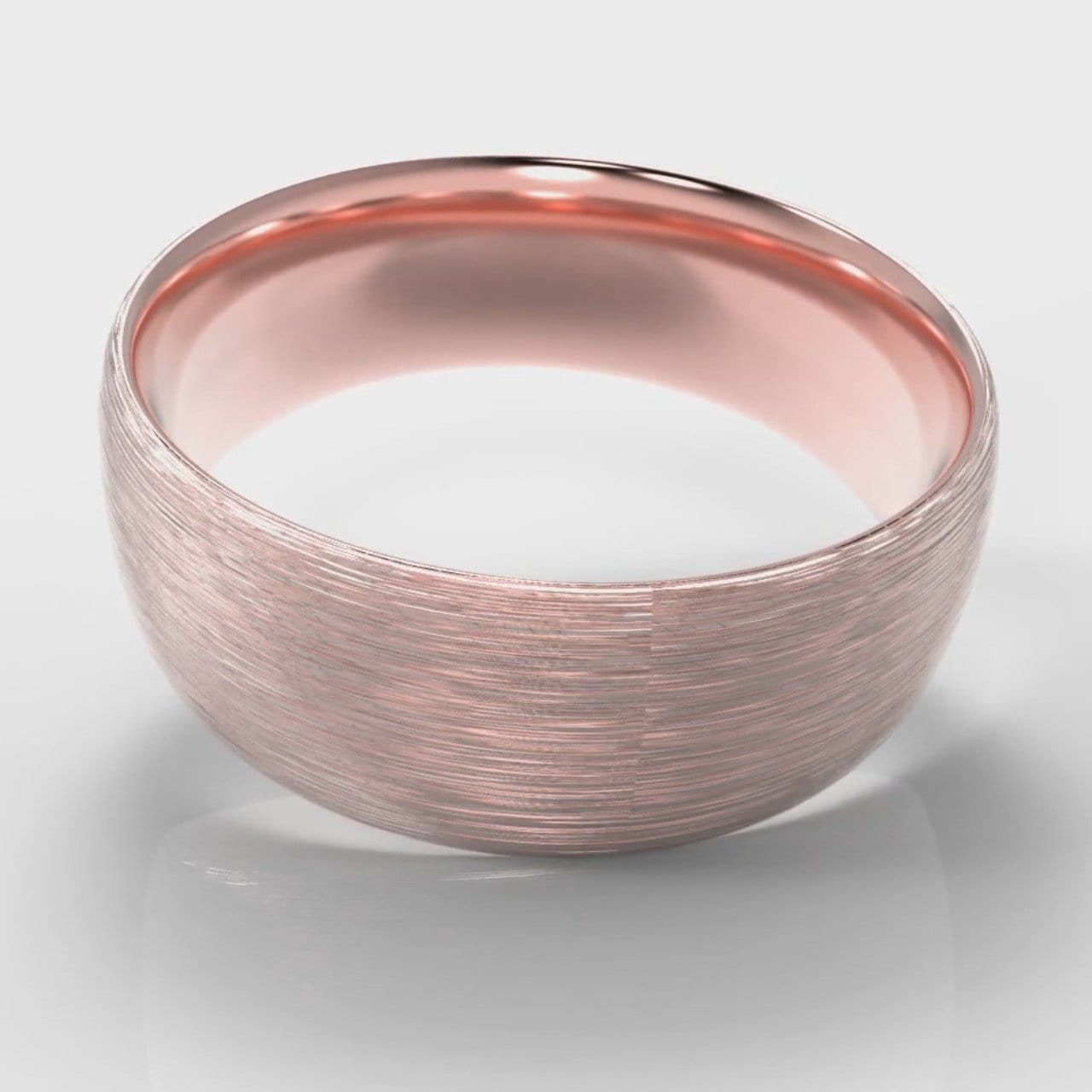 8mm Court Shaped Comfort Fit Brushed Wedding Ring - Rose Gold