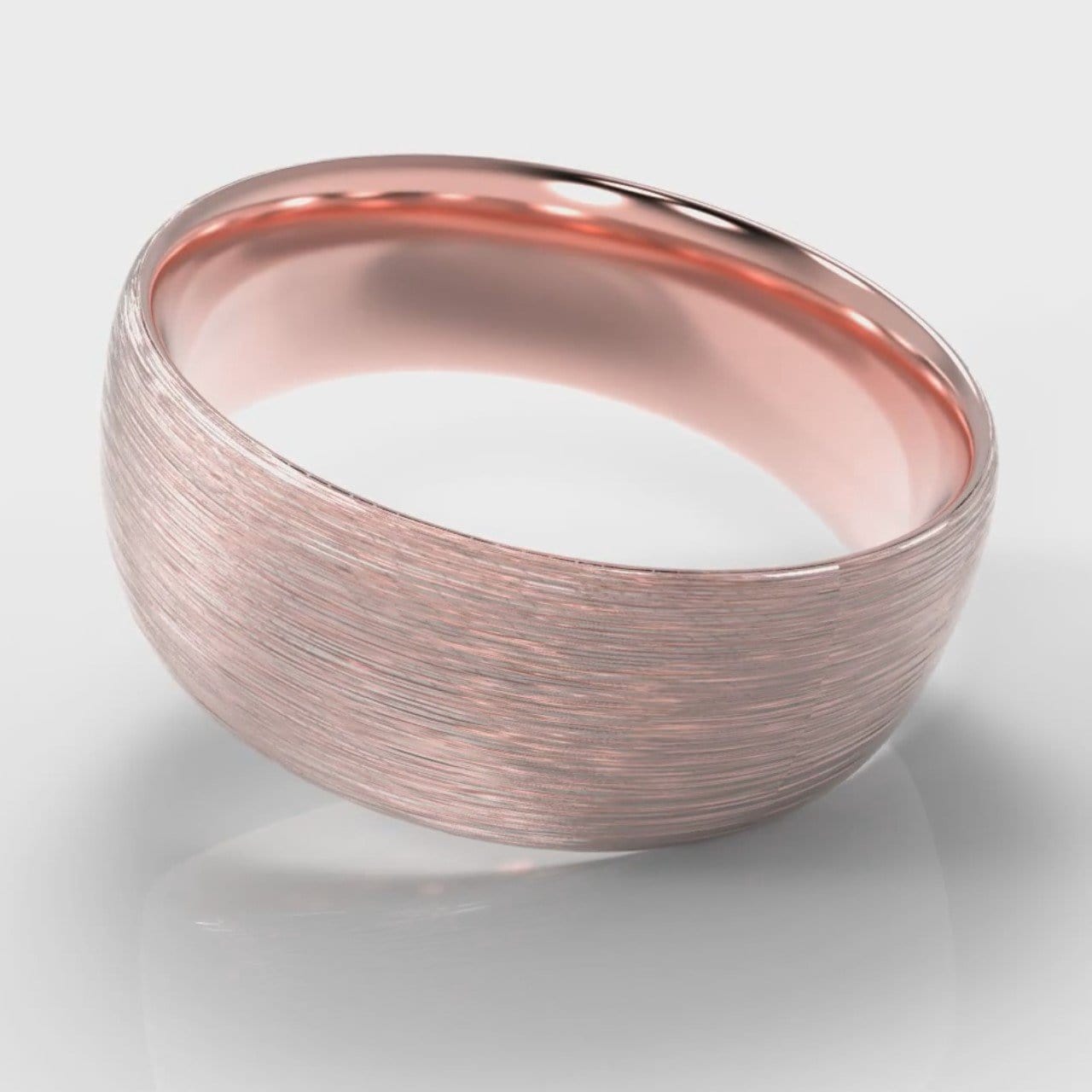 8mm Court Shaped Comfort Fit Brushed Wedding Ring - Rose Gold