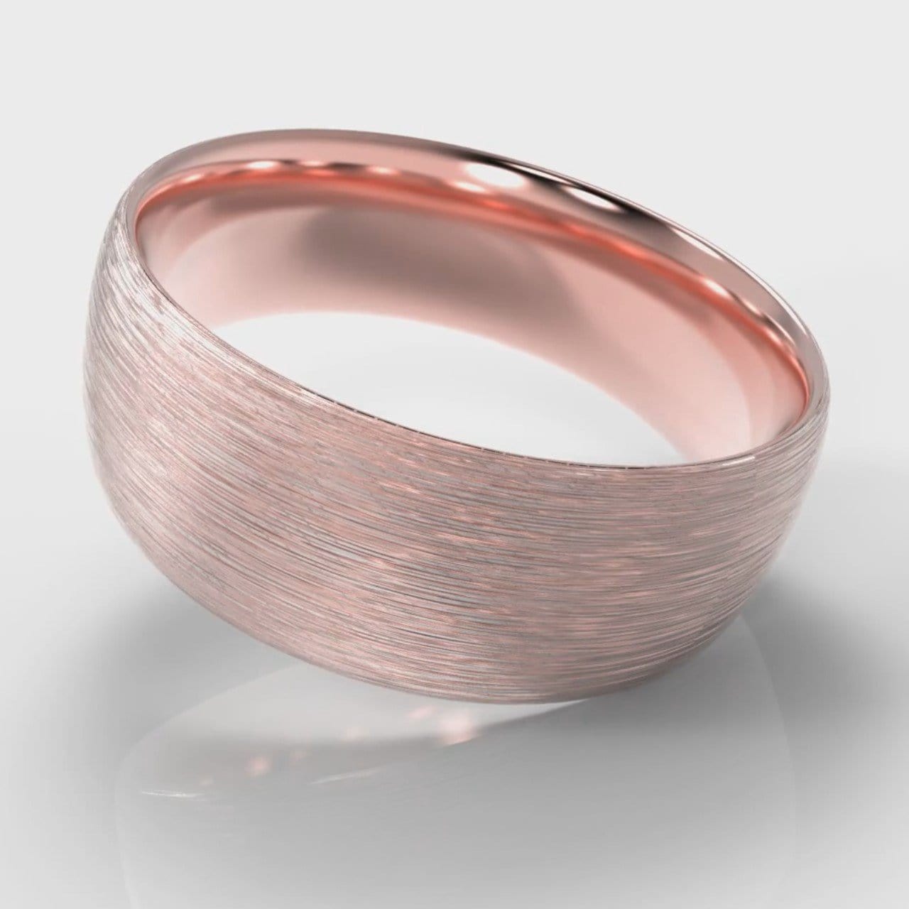 8mm Court Shaped Comfort Fit Brushed Wedding Ring - Rose Gold
