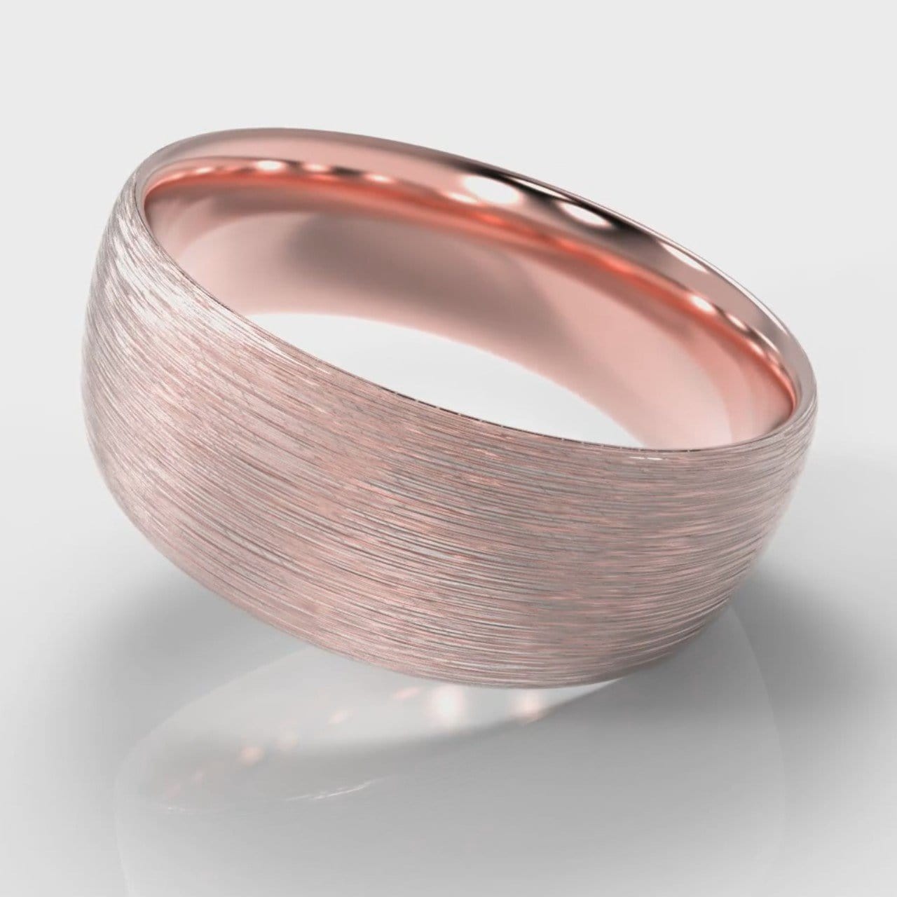 8mm Court Shaped Comfort Fit Brushed Wedding Ring - Rose Gold