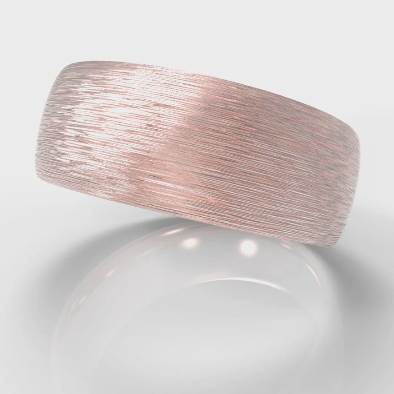 8mm Court Shaped Comfort Fit Brushed Wedding Ring - Rose Gold