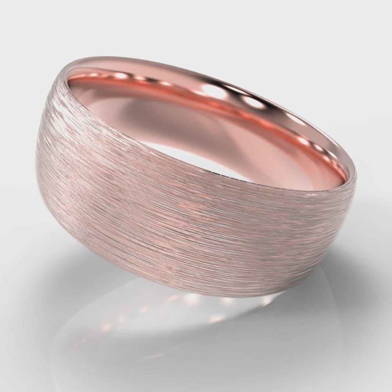 8mm Court Shaped Comfort Fit Brushed Wedding Ring - Rose Gold