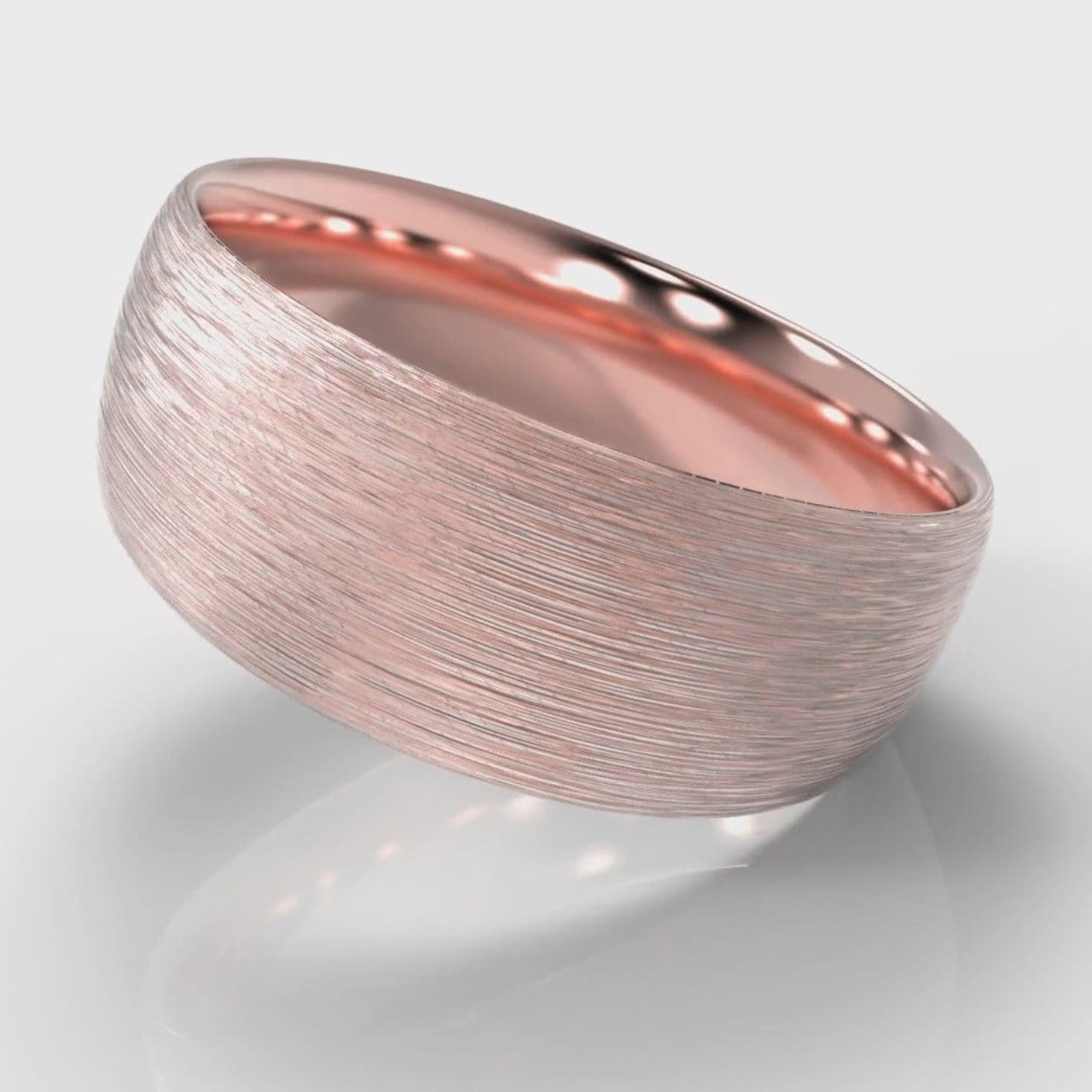 8mm Court Shaped Comfort Fit Brushed Wedding Ring - Rose Gold