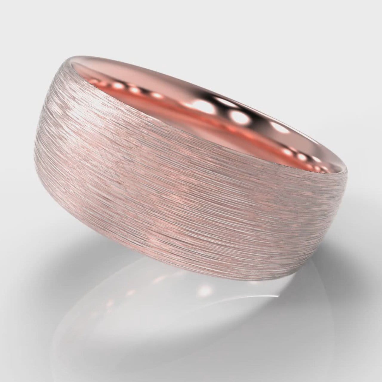 8mm Court Shaped Comfort Fit Brushed Wedding Ring - Rose Gold