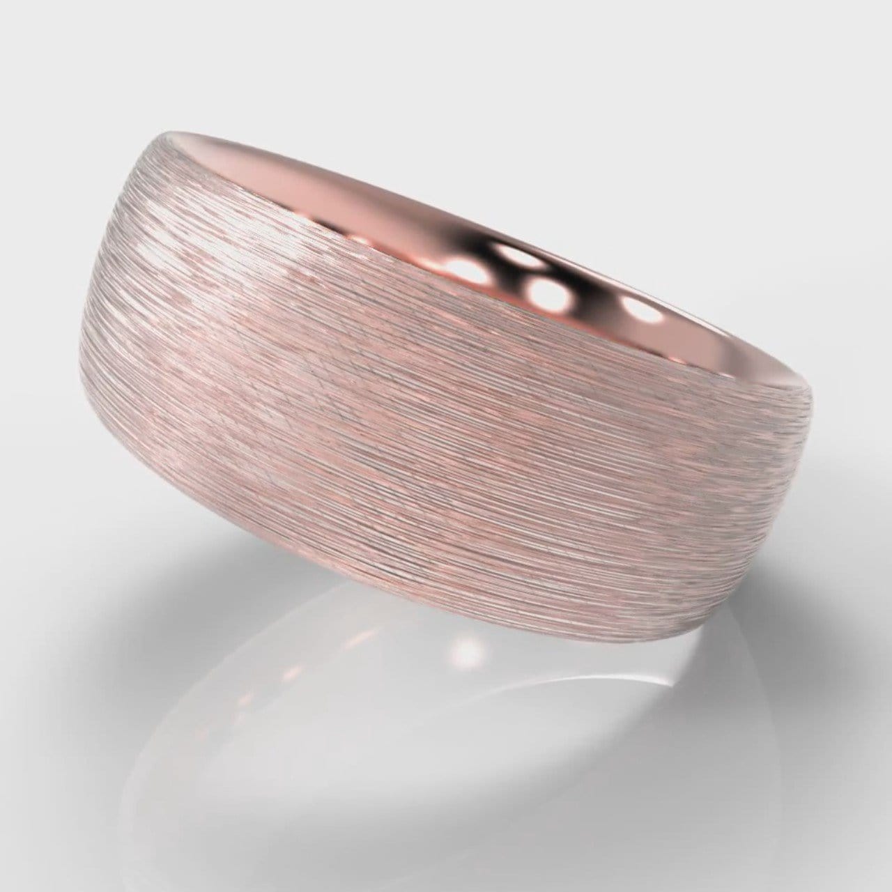8mm Court Shaped Comfort Fit Brushed Wedding Ring - Rose Gold