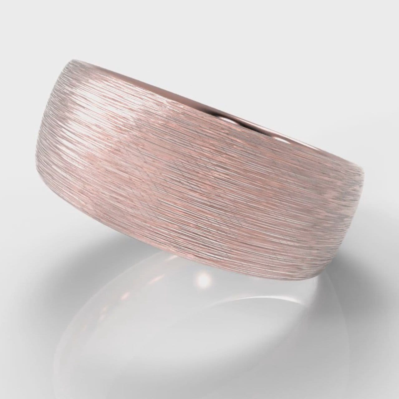 8mm Court Shaped Comfort Fit Brushed Wedding Ring - Rose Gold
