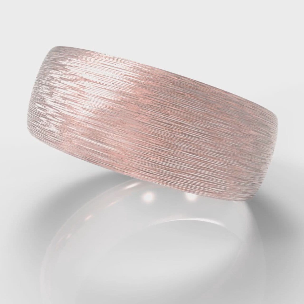 8mm Court Shaped Comfort Fit Brushed Wedding Ring - Rose Gold