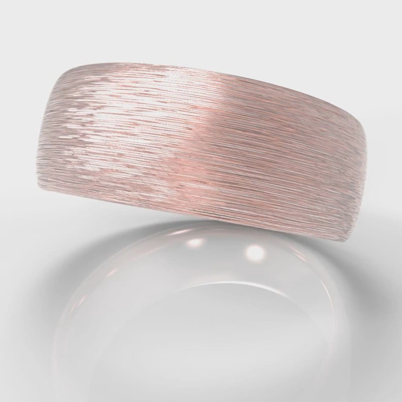 8mm Court Shaped Comfort Fit Brushed Wedding Ring - Rose Gold