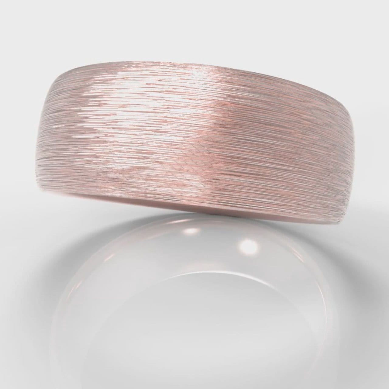 8mm Court Shaped Comfort Fit Brushed Wedding Ring - Rose Gold