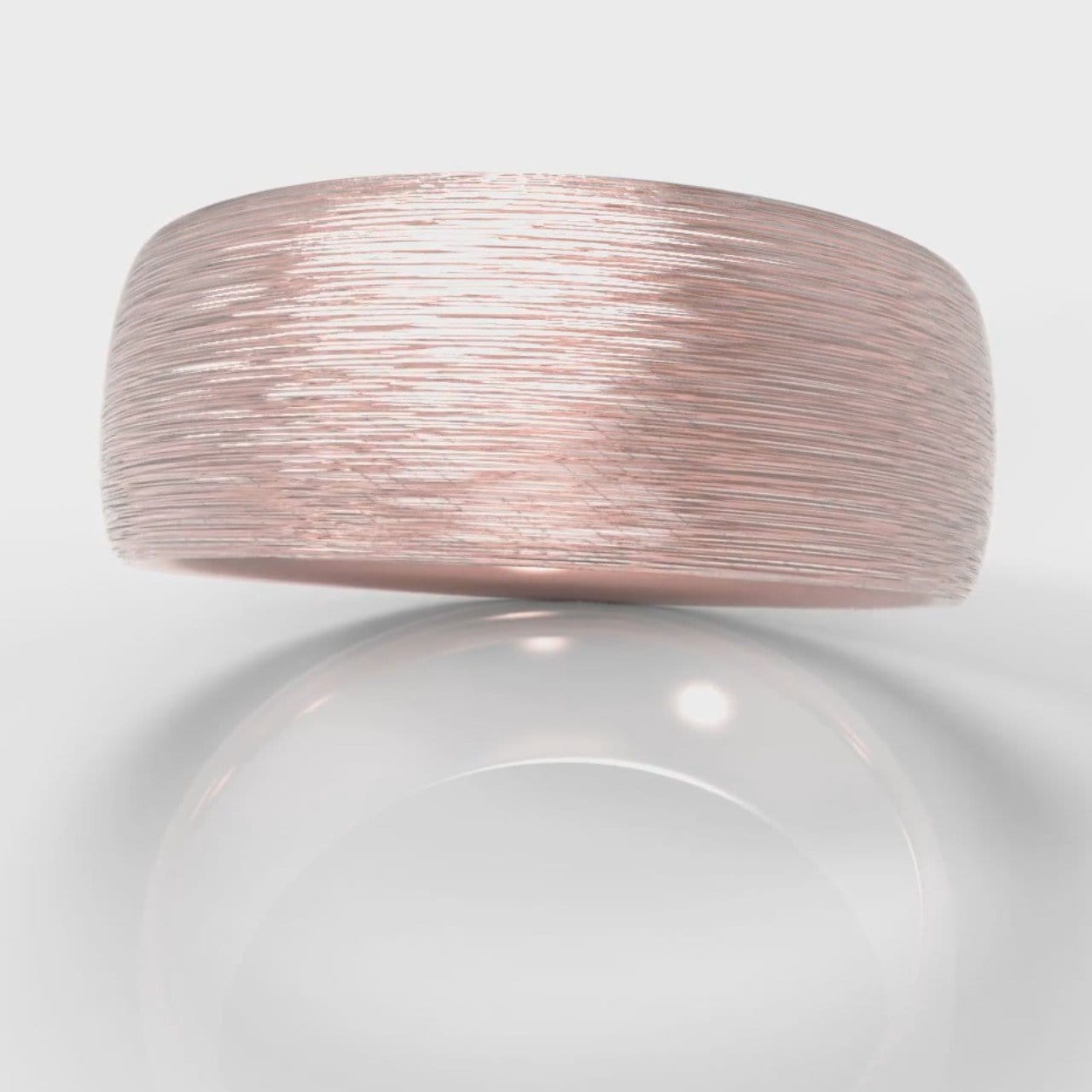 8mm Court Shaped Comfort Fit Brushed Wedding Ring - Rose Gold