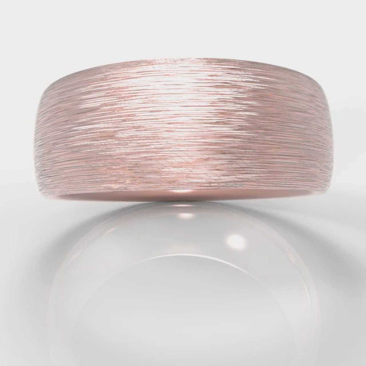 8mm Court Shaped Comfort Fit Brushed Wedding Ring - Rose Gold