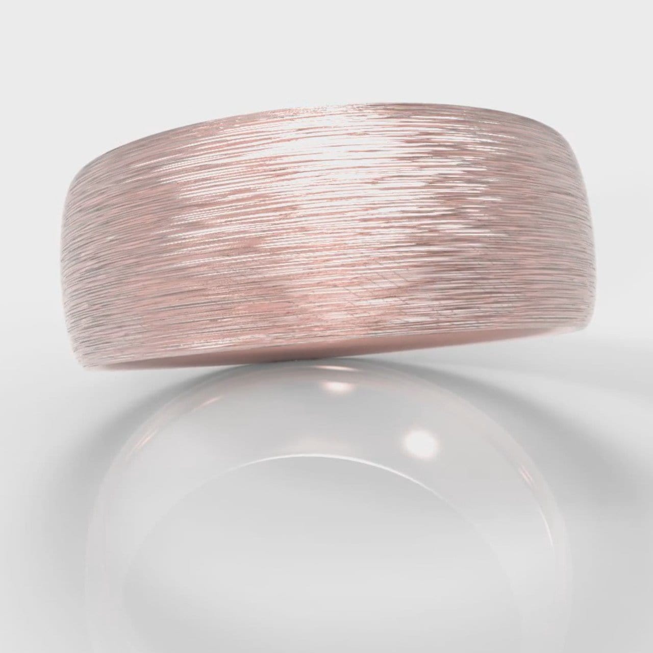 8mm Court Shaped Comfort Fit Brushed Wedding Ring - Rose Gold