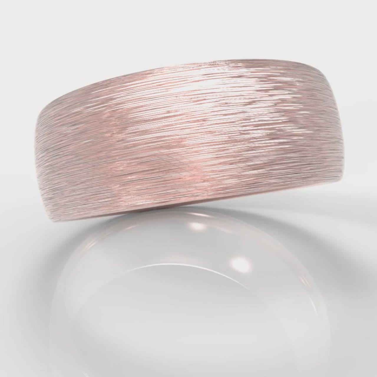 8mm Court Shaped Comfort Fit Brushed Wedding Ring - Rose Gold
