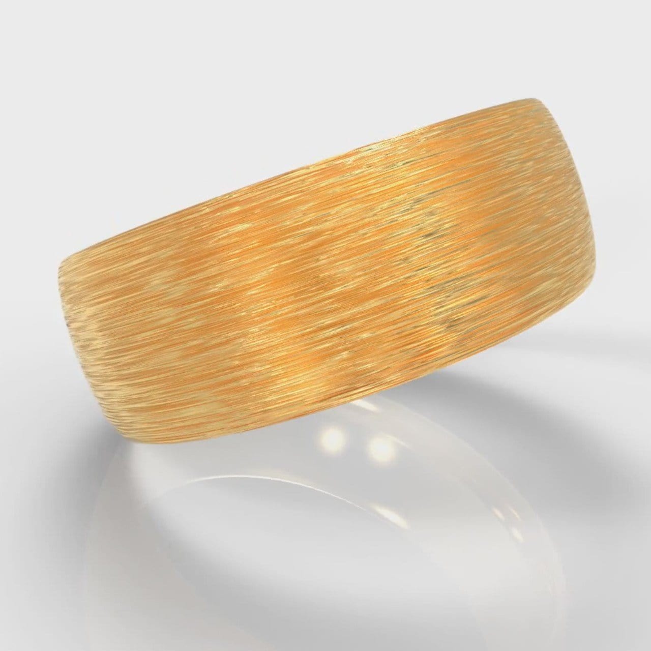 8mm Court Shaped Comfort Fit Brushed Wedding Ring - Yellow Gold