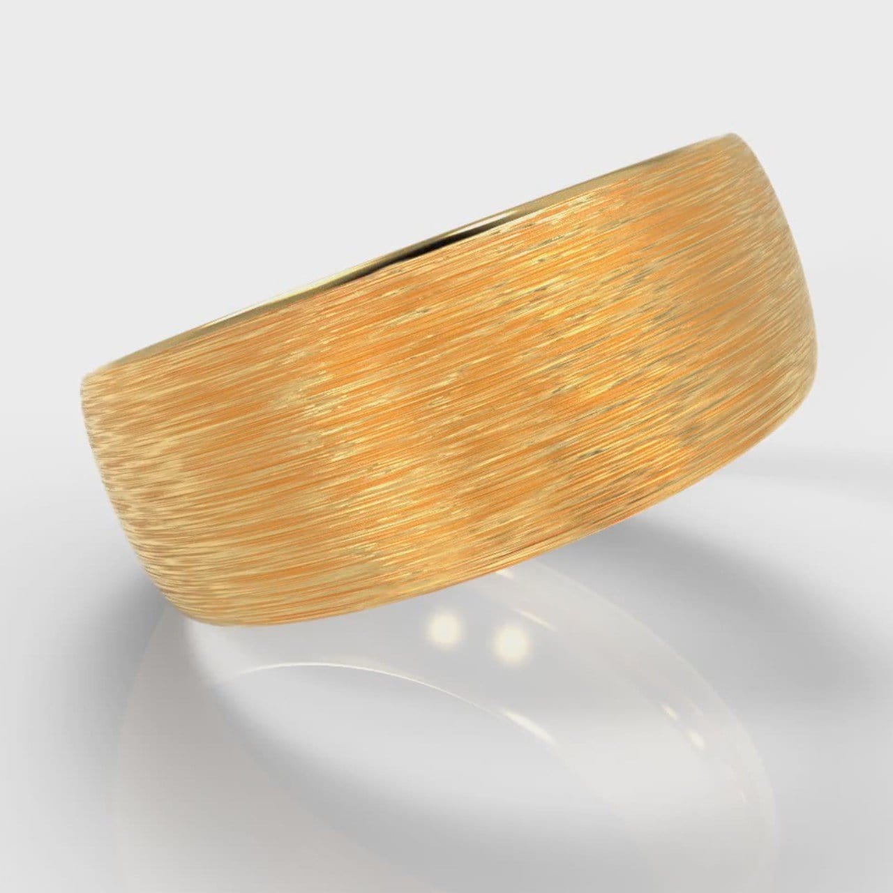 8mm Court Shaped Comfort Fit Brushed Wedding Ring - Yellow Gold