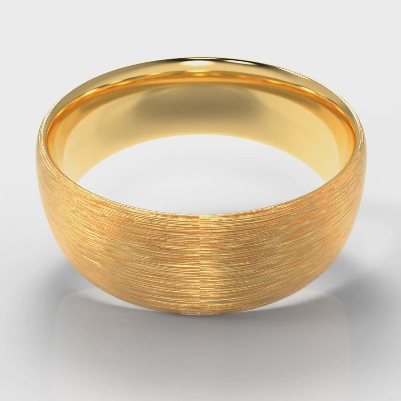 8mm Court Shaped Comfort Fit Brushed Wedding Ring - Yellow Gold
