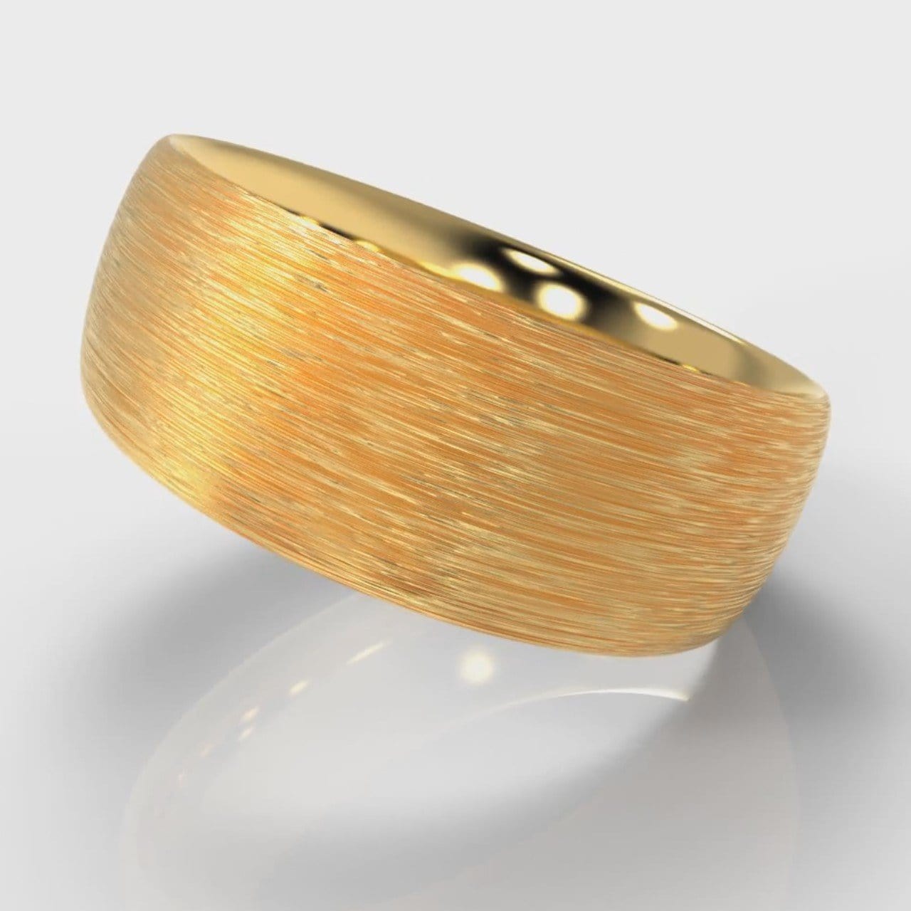 8mm Court Shaped Comfort Fit Brushed Wedding Ring - Yellow Gold