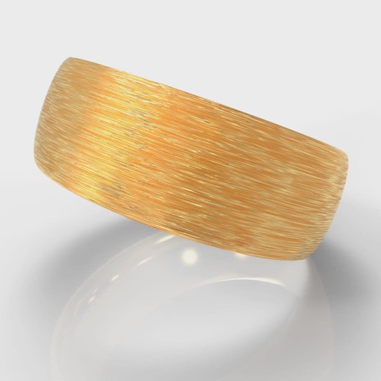 8mm Court Shaped Comfort Fit Brushed Wedding Ring - Yellow Gold