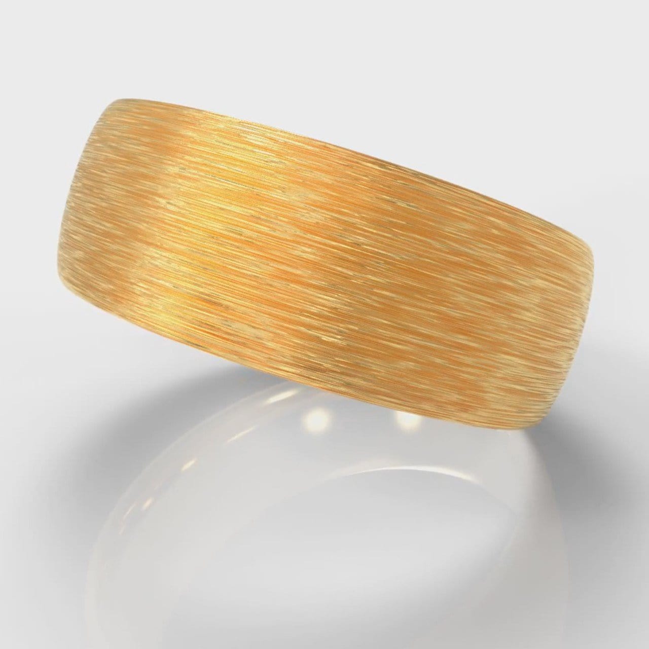 8mm Court Shaped Comfort Fit Brushed Wedding Ring - Yellow Gold