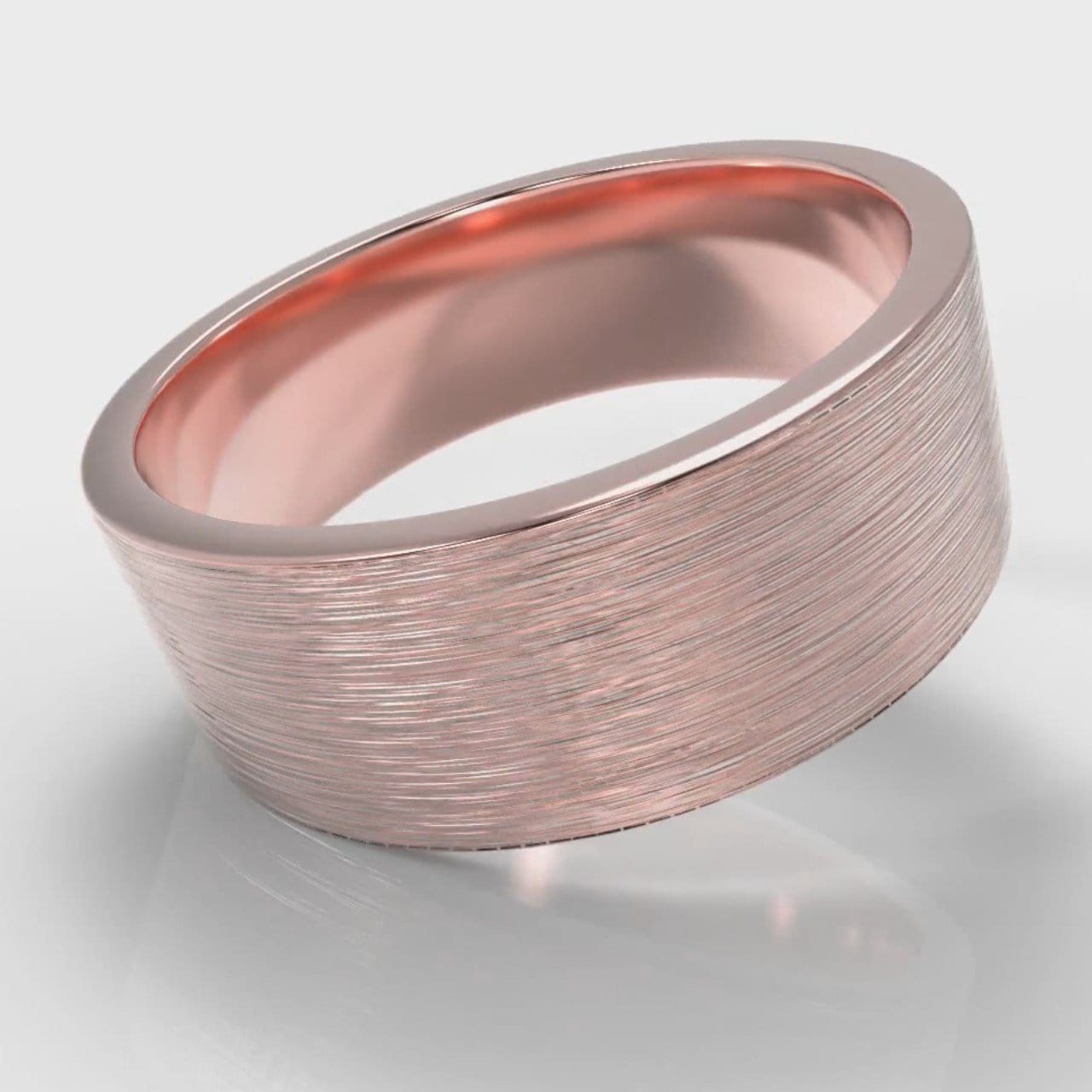 8mm Flat Top Comfort Fit Brushed Wedding Ring - Rose Gold