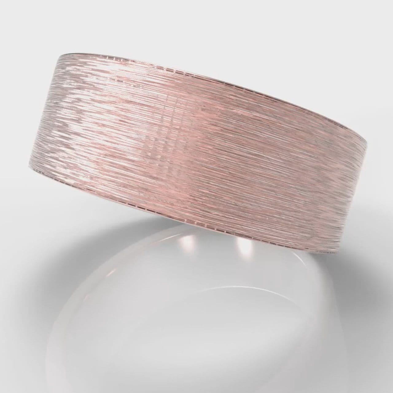 8mm Flat Top Comfort Fit Brushed Wedding Ring - Rose Gold