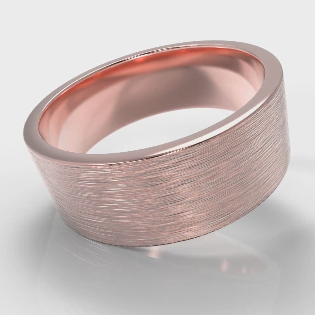8mm Flat Top Comfort Fit Brushed Wedding Ring - Rose Gold