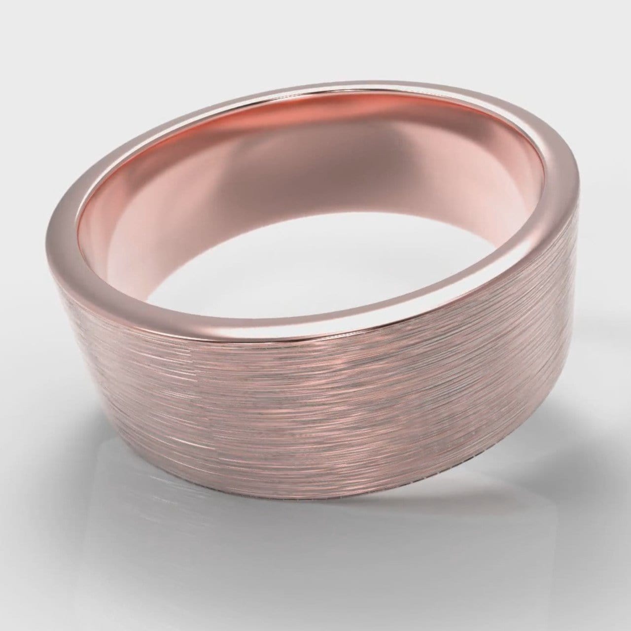 8mm Flat Top Comfort Fit Brushed Wedding Ring - Rose Gold