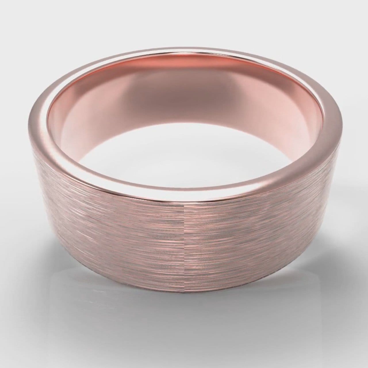 8mm Flat Top Comfort Fit Brushed Wedding Ring - Rose Gold