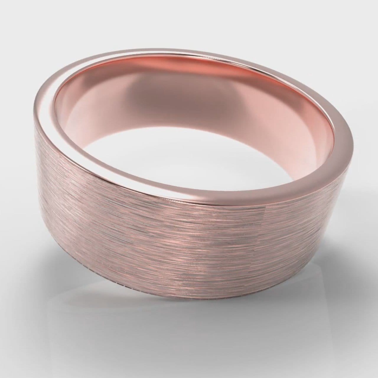 8mm Flat Top Comfort Fit Brushed Wedding Ring - Rose Gold