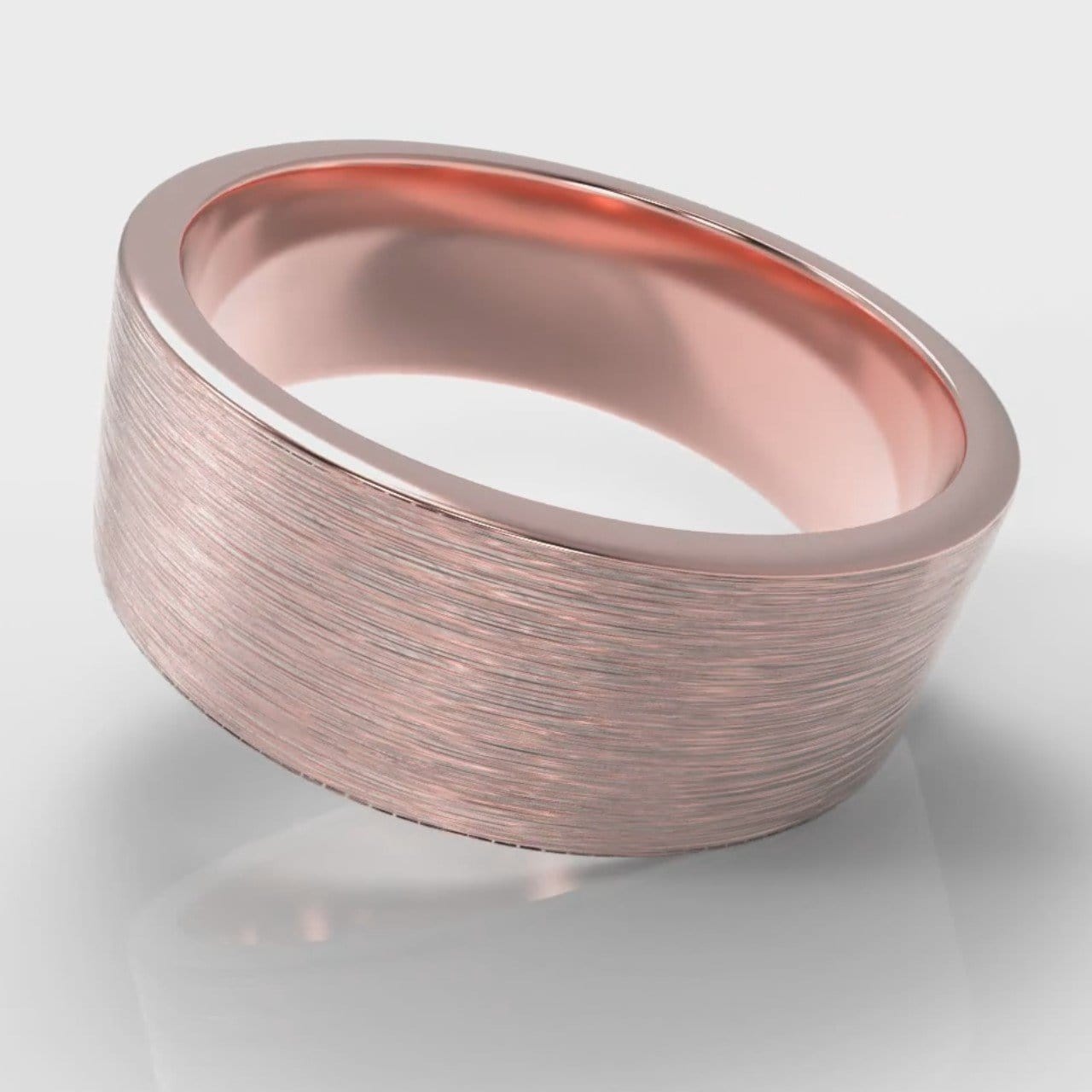 8mm Flat Top Comfort Fit Brushed Wedding Ring - Rose Gold