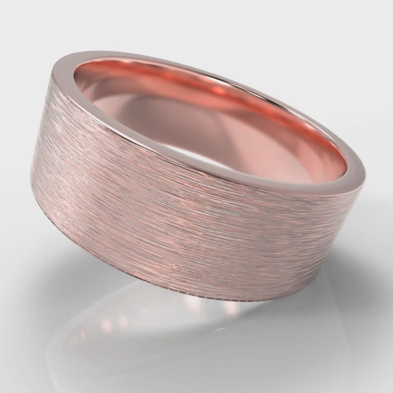 8mm Flat Top Comfort Fit Brushed Wedding Ring - Rose Gold