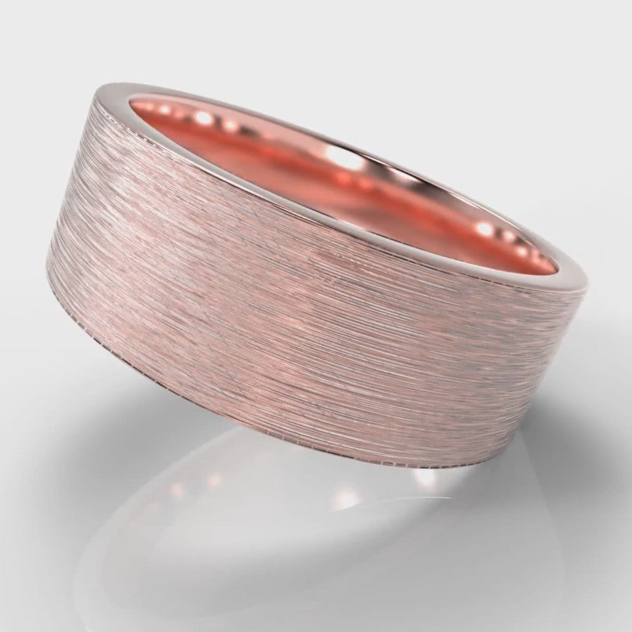 8mm Flat Top Comfort Fit Brushed Wedding Ring - Rose Gold