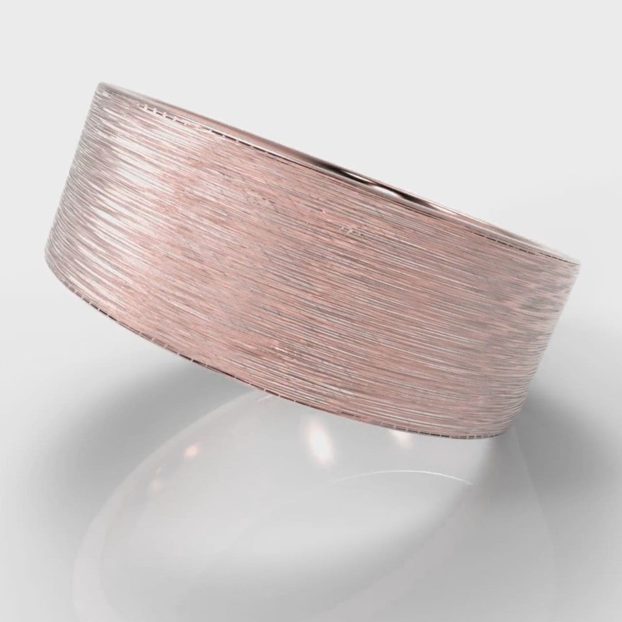8mm Flat Top Comfort Fit Brushed Wedding Ring - Rose Gold