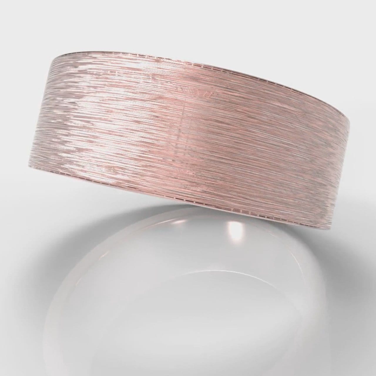 8mm Flat Top Comfort Fit Brushed Wedding Ring - Rose Gold