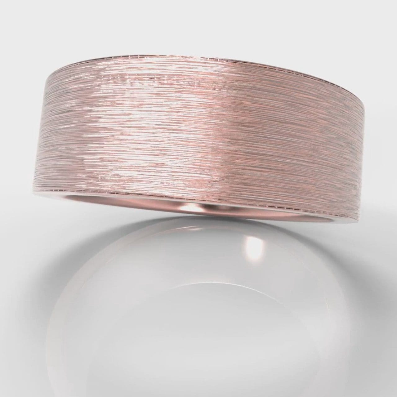 8mm Flat Top Comfort Fit Brushed Wedding Ring - Rose Gold