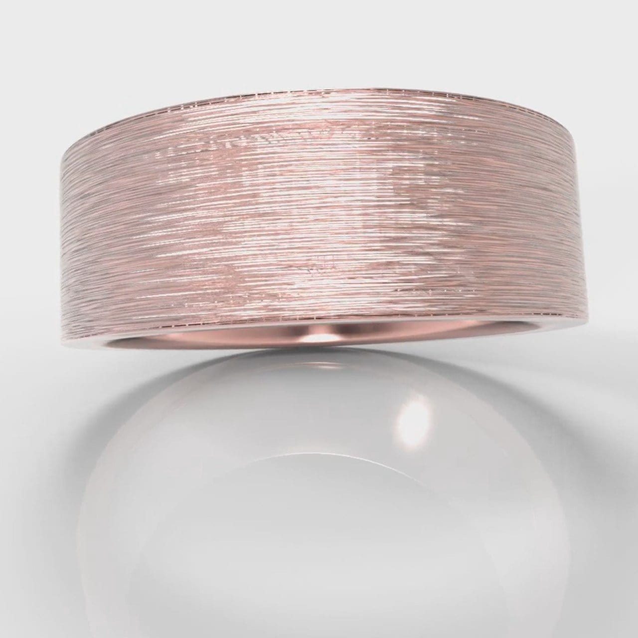 8mm Flat Top Comfort Fit Brushed Wedding Ring - Rose Gold